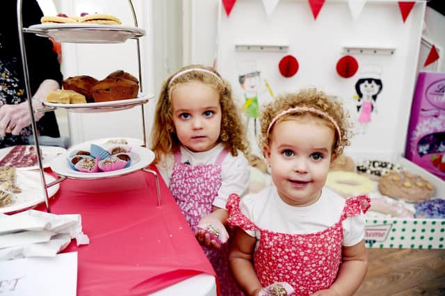 Sisters Cali (2) and Faye Brown (3) at the cake stall at Thorntree Mews care home carnival
(Picture: Alan Murray, National World)