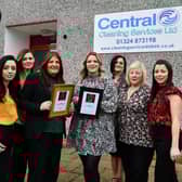 Central Cleaning Services Ltd won Best Service Company at the Scottish Business Awards. Left to right: Jola Kochan, Area Supervisor; Joanna Blaszyk, Area Supervisor; Lorraine Neilson, Managing Director; Nicola Nisbet, Regional Manager; Joanna Herman, Supervisor; Janice Christie, Accounts Manager and Vicki Lindsay, Administrator.