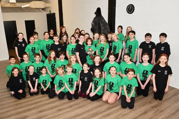 Pictured are the cast of The Elf and Scrooge. Pic: Michael Gillen