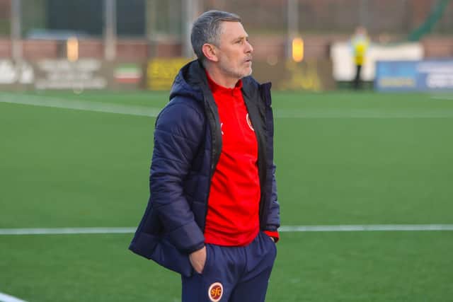 Stenhousemuir boss Gary Naysmith on the touchline (Pics by Scott Louden)