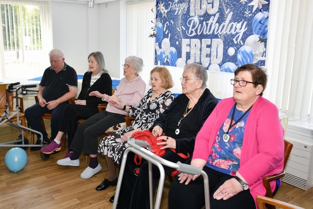 Fellow Dorrator Court residents ready for the Bo'ness Belles concert.