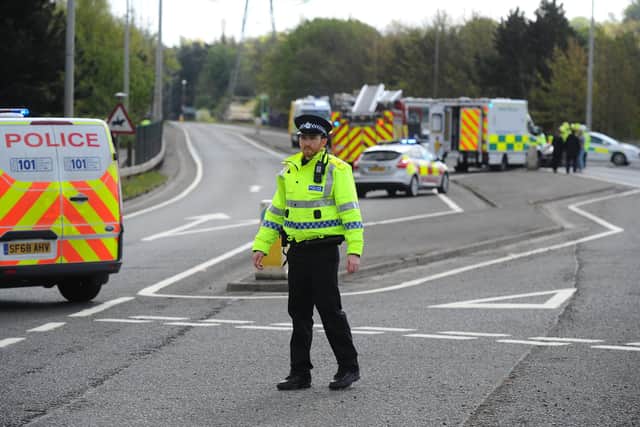 A petition has been set up calling for safety measures to be introduced on the A9 in Polmont at the Grandsable Road and Beancross Restaurant junction following a spate of crashes. Picture: Michael Gillen.