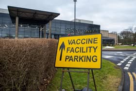 Covid-19 vaccination centre at Pyramids Business Park, Bathgate. Photo by Lisa Ferguson.