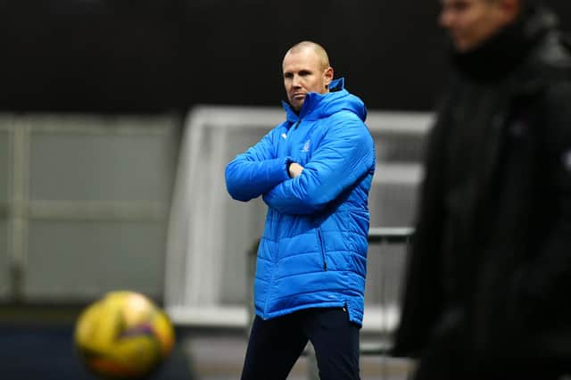 Assistant head coach Kenny Miller on the touchline during the 2-1 defeat to Clyde (Pictures by: Michael Gillen)