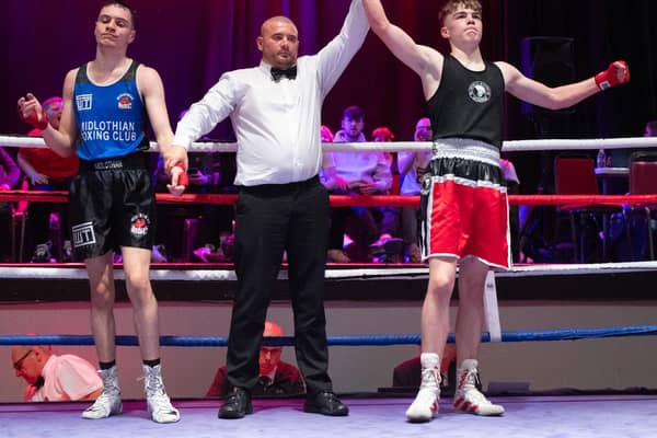 Sparta star and Golden Gloves champ Finlay Green was awarded Junior Boxer of the Evening after winning his contest by unanimous decision (Pics by Eindp Sports Photography)