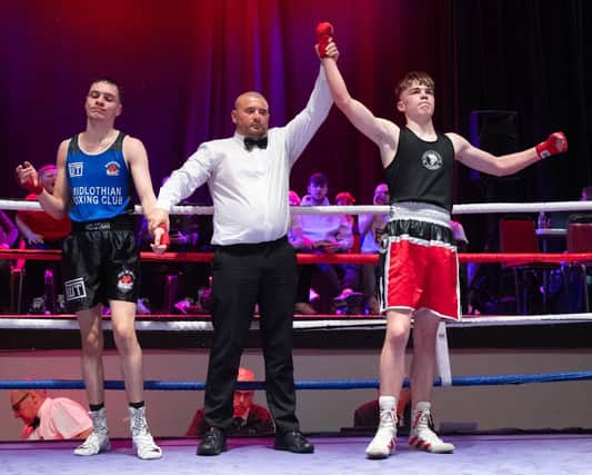 Sparta star and Golden Gloves champ Finlay Green was awarded Junior Boxer of the Evening after winning his contest by unanimous decision (Pics by Eindp Sports Photography)