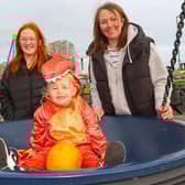 Isla, 3, joins mum Pamela and sister Annabelle, 11, at this year's Pumpkins in the Park