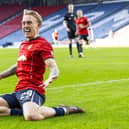 Falkirk’s Calvin Miller celebrates after scoring to make it 3-0 to Falkirk against Queen's Park (Photo by Roddy Scott / SNS Group)