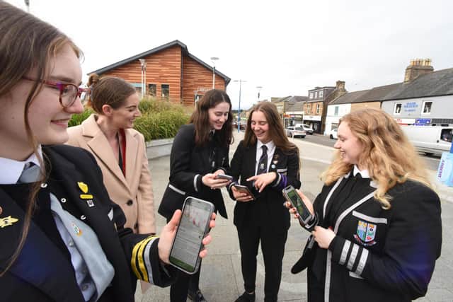 Denny High pupils with the new app
