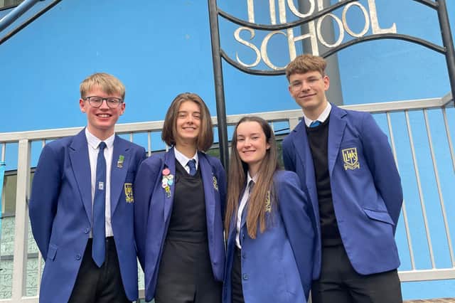 From left, Larbert High duxes Lewis Gillespie and Sophie Calderwood with proxime accessits Meaghan Roy and Frazer Laing.