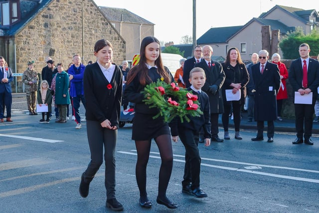 Pupils from Larbert Village Primary prepare to lay a wreath