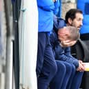 Frustration shown from assistant coach Kenny Miller and head coach Martin Rennie on the bench (Pictures: Michael Gillen)