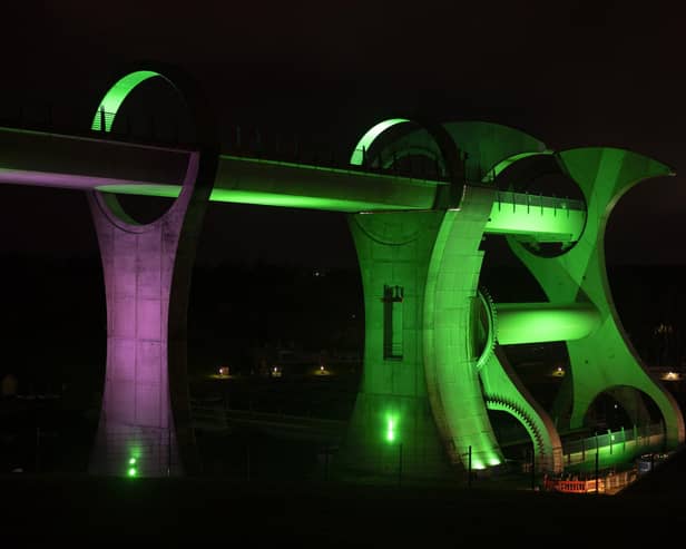 The Falkirk Wheel turned green this festive season to highlight the vital work of Childline
(Picture: Martin Shields)
