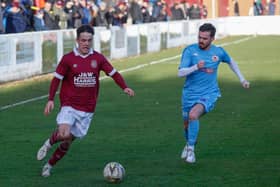 Mark Stowe (left) had an early penalty saved but later scored in 4-0 win over Whitehill Welfare