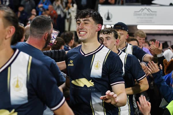 All smiles from Falkirk full-back Keelan Adams (Photo: Michael Gillen)