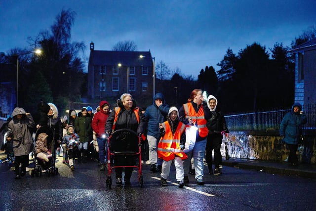 A torchlit procession made its way from the Christmas tree to the village hall for the festive celebrations on Sunday.