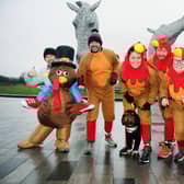 It was chase the turkey time at the Helix on Sunday. Pictures: Alan Murray