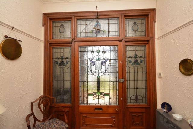 Stained leaded windows and doors.