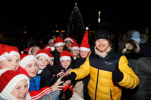 Craig Eddie and the local school pupils helped switch on the festive lights.