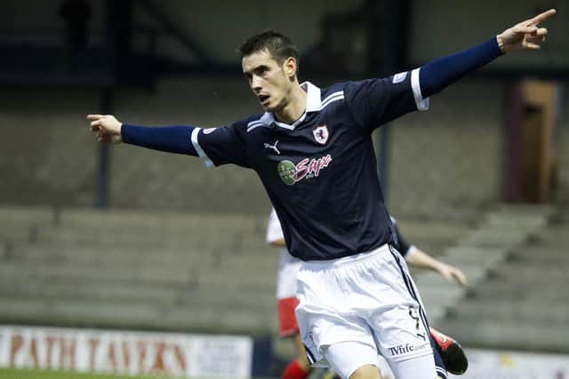 Brian Graham celebrating scoring for Raith Rovers at home to Airdrieonians in Kirkcaldy in January 2013 (Photo: Craig Watson/SNS Group)