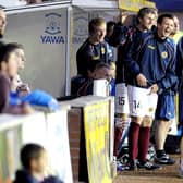 Kevin McGoldrick and Martyn Corrigan watch their side defeat Kilmarnock 2-1 in the League Cup. (Picture: John Devlin)