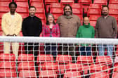 Helping Maree launch the campaign at Hampden Park are (l-r) Howey Ejegi, Zander Murray, Tony McCaffery, Gail Porter and David Duke.