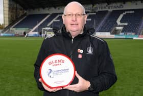 Falkirk gaffer John McGlynn with his Scottish Championship manager of the month award for October (Photo: Ian Sneddon)