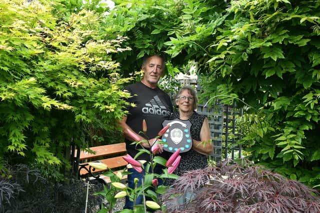Drummond  and June Penn who were first prize winners in the 2023 Airth Garden competition. Pic: Michael Gillen