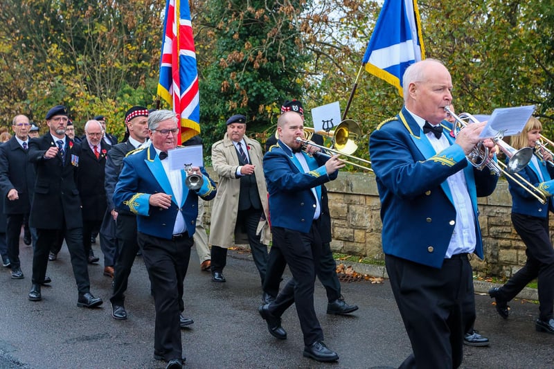 The band led the parade as it made its way to the war memorial.