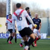 Close concentration - all eyes on the ball as Falkirk, in familiar blue, took on Airdrieonians on Sunday in a rescheduled Ladbrokes League One fixture