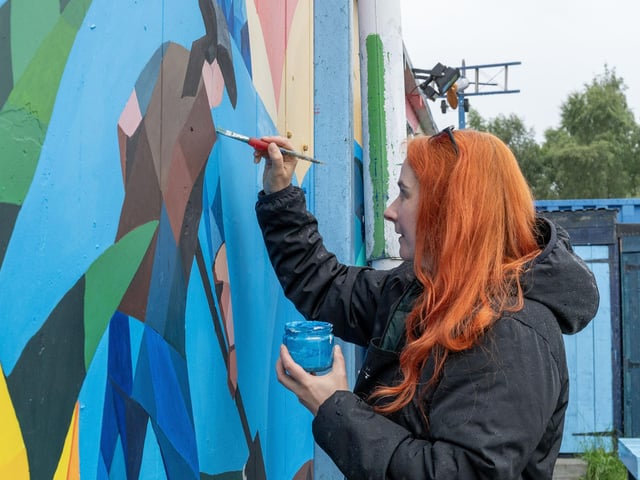 Lots of painstaking work is going into the murals.