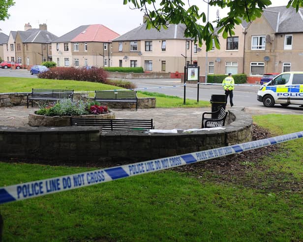 The 56-year-old man was found injured in the Happy to Chat seating area in Grangemouth yesterday morning