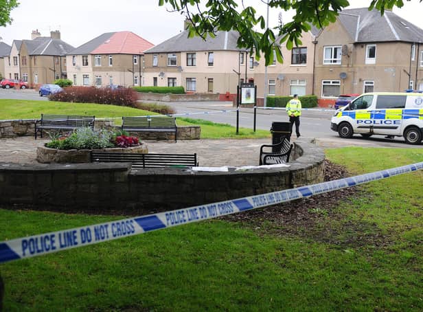 The 56-year-old man was found injured in the Happy to Chat seating area in Grangemouth yesterday morning