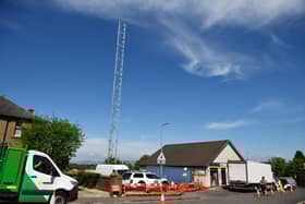 Construction is ongoing at the mast in High Station Road. Pic: Michael Gillen