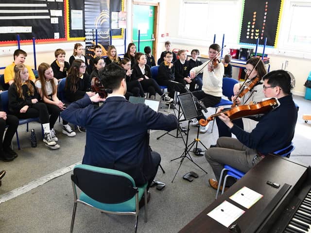 Resol String Quartet with the help of Falkirk Classic Music Live! delivered a music workshop with P7 pupils at the Braes school.