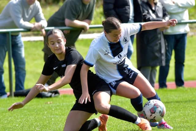 Falkirk's Brogan Anderson uses her strength to win the ball during their match against Stirling University last weekend (Photo: Ger Harley/Sportpix/Sipa USA)