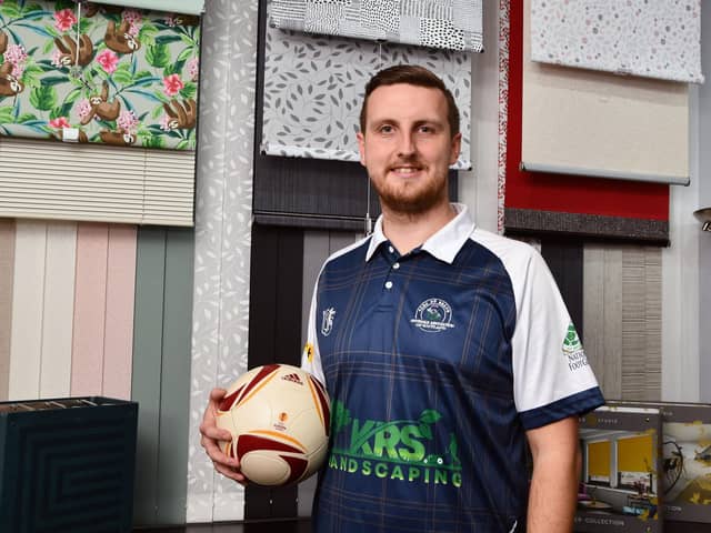 Bilanco Blinds have sponsored Grangemouth footgolf ace Fraser Weir who is in the Scottish Footgolf team for the World Cup (Photo: Michael Gillen)