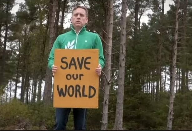 A still from Iain Stewart's video which accompanies his COP26 song