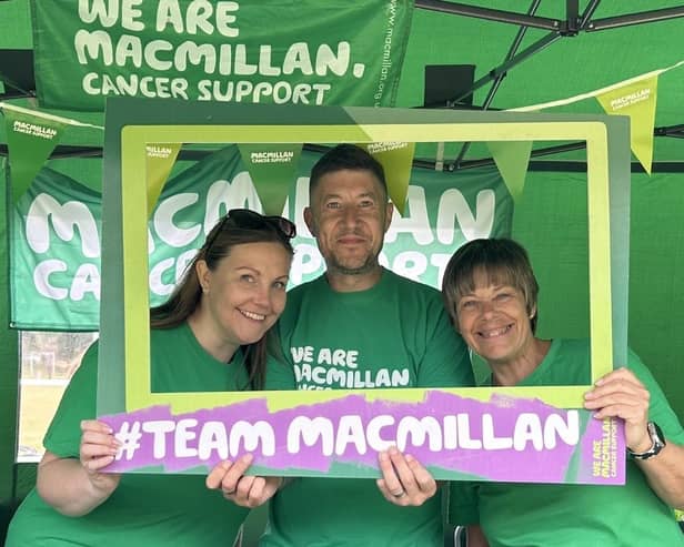 David Clifford - now an MBE - joins fellow charity committee members wife Kirsty and Shiona Finn to raise more funds for MacMillan
(Picture: Submitted)