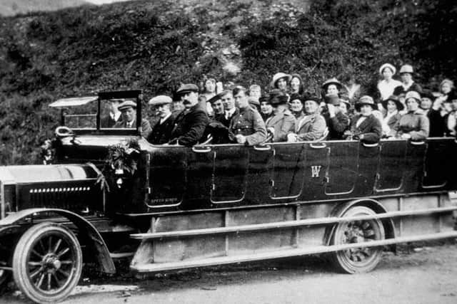 Walter Alexander at the wheel of his second Belhaven charabanc in 1916.  (Pic: submitted)