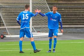 Substitute Josh Gillespie scores to make it 8-0 to Bo'ness Athletic on Saturday against Livingston United (Pics by Scott Louden)