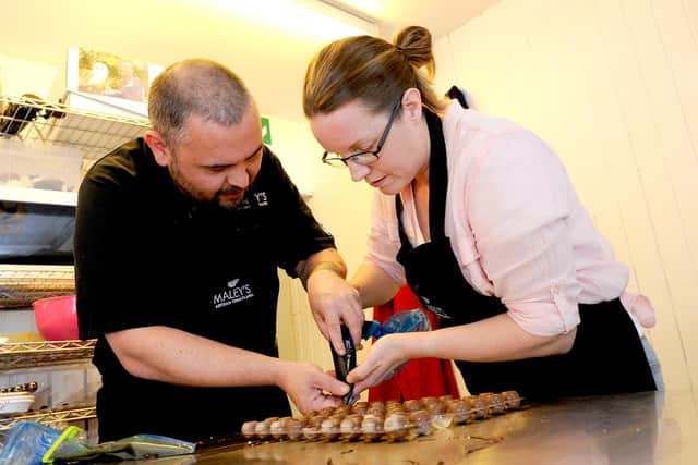 Maley's Artisan Chocolates in Falkirk is hosting a chocolate-making masterclass this month. Picture: Michael Gillen.