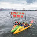 Activists took to kayaks to get their environmental message across at the Ineos oil terminal
(Picture: Mark Richards - Aurora Imaging)