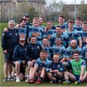 Falkirk’s first XV squad and club members pose for a group picture after the final outing of the Arnold Clark National League Division 2 campaign (Pics by Gordon Honeyman)