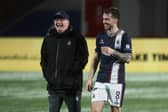 HAMILTON, SCOTLAND - OCTOBER 18: Falkirk Manager John McGlynn and Brad Spencer at Full Time during a William Hill Championship match between Hamilton Academical and Falkirk at the ZLX Stadium, on October 18, 2024, in Hamilton, Scotland. (Photo by Ross MacDonald / SNS Group)