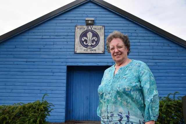 Ann Gilchrist outside the 15th Grangemouth Scout hall in Peddie Place