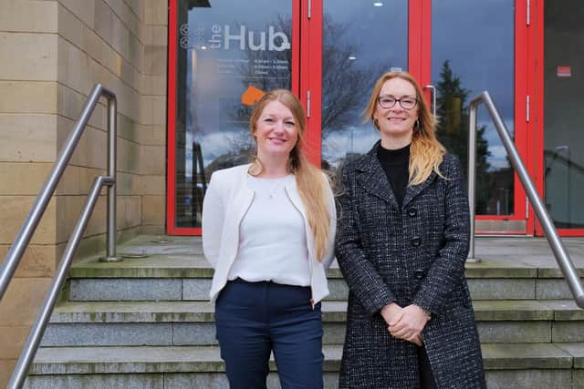 Ceteris have acquried the Falkirk Business Hub.  Karen Bathie, Ceteris operations director and Josie Saunders, CEO, outside the hub.  (Pic: Submitted)