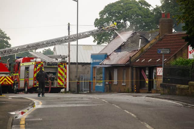 Fire crews report to Thomas Johnston Butcher shop in Main St, Brightons after a fire started during violent thunderstorms 11/08/20 into 12/08/20