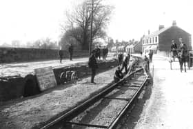 Laying the rails at Carron for the trams.  (pic: submitted)