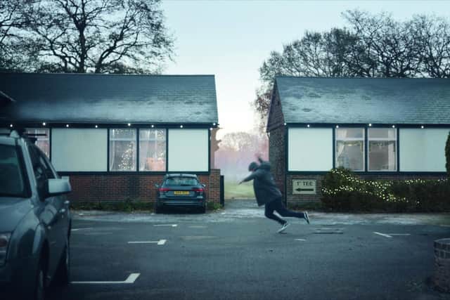 The dad in the John Lewis Christmas Advert 2022 practising on a skateboard